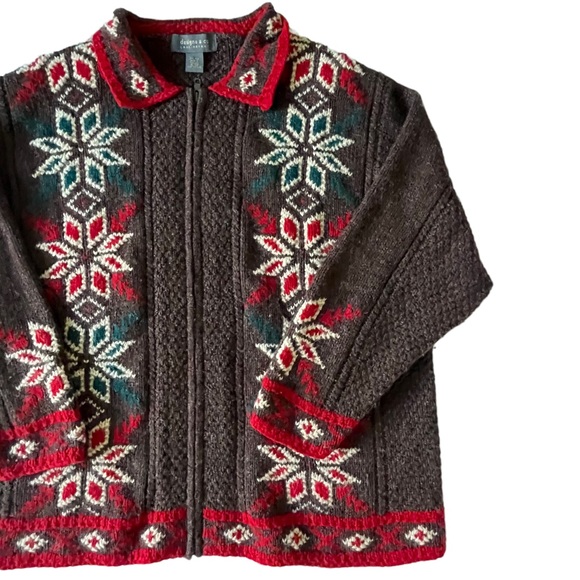 Lane Bryant 100 Wool Winter Cardigan Holiday Sweater size 18/20 GORGEOUS - Picture 9 of 15